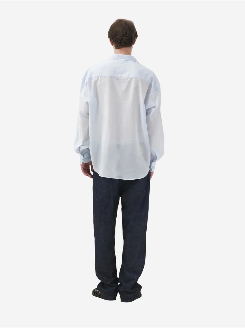 Camisa casual de manga larga de corte relajado con detalle anudado giesto Azul pastel - Kiabi