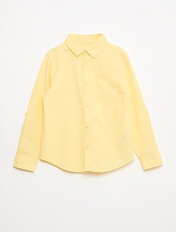 Camisa con bolsillo y mangas remangables