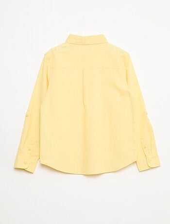 Camisa con bolsillo y mangas remangables