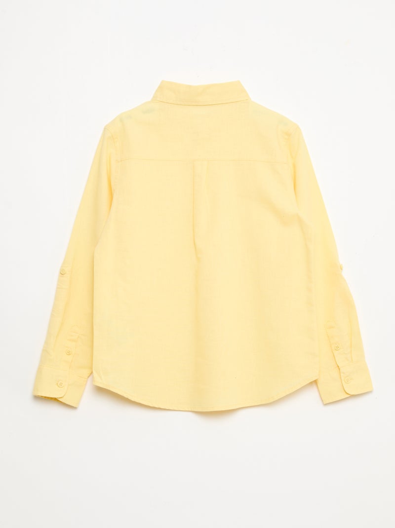 Camisa con bolsillo y mangas remangables Amarillo - Kiabi