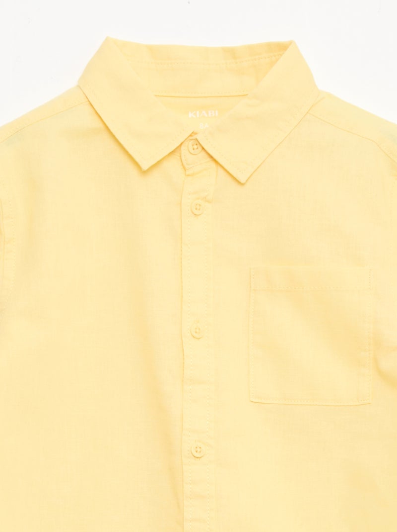 Camisa con bolsillo y mangas remangables Amarillo - Kiabi