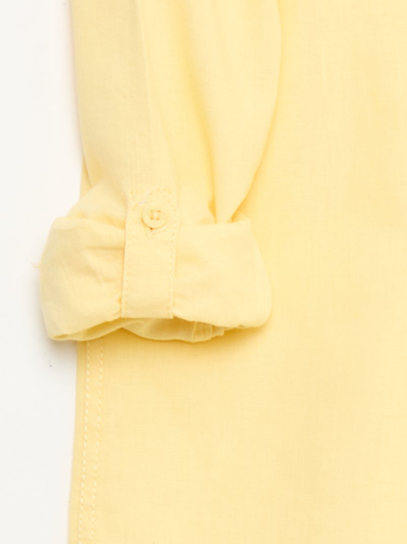 Camisa con bolsillo y mangas remangables Amarillo - Kiabi
