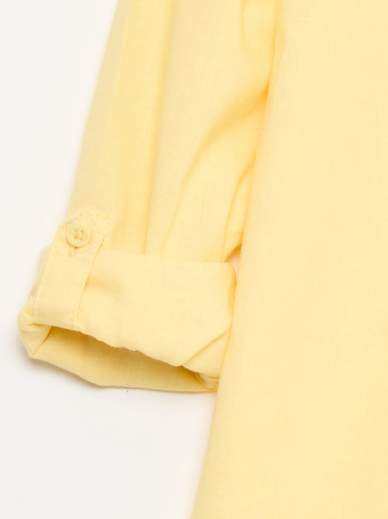 Camisa con bolsillo y mangas remangables Amarillo - Kiabi