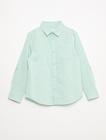 Camisa con bolsillo y mangas remangables