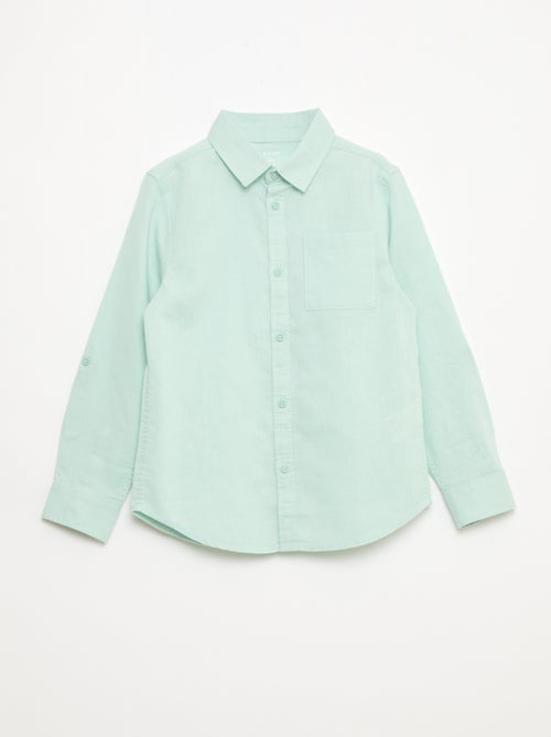 Camisa con bolsillo y mangas remangables - Kiabi