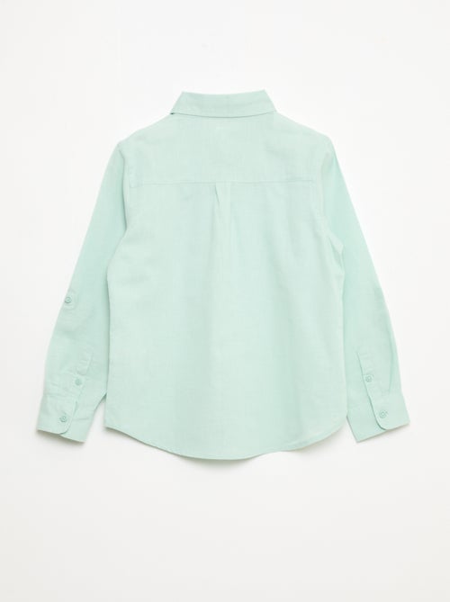 Camisa con bolsillo y mangas remangables - Kiabi