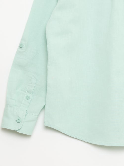 Camisa con bolsillo y mangas remangables - Kiabi