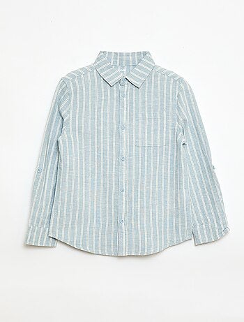 Camisa con bolsillo y mangas remangables