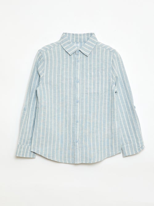 Camisa con bolsillo y mangas remangables - Kiabi