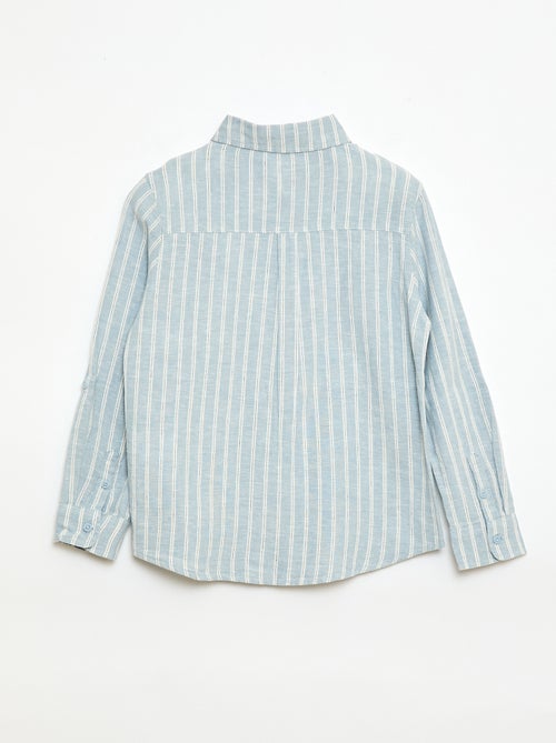 Camisa con bolsillo y mangas remangables - Kiabi