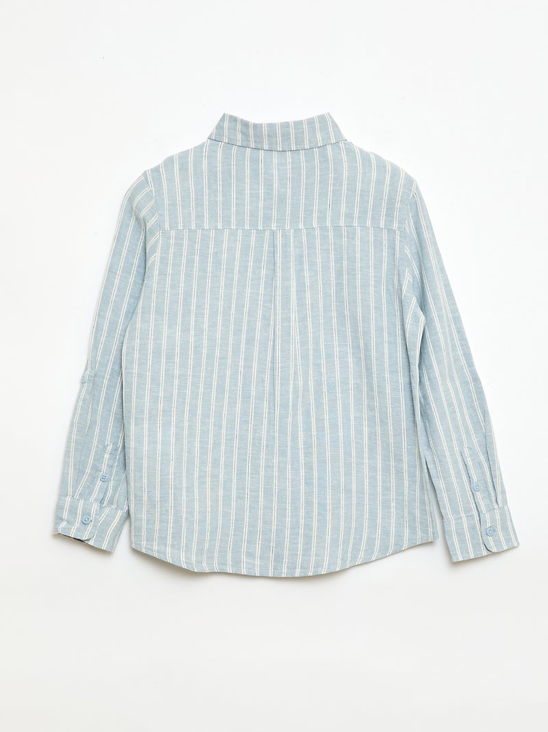 Camisa con bolsillo y mangas remangables Azul - Kiabi