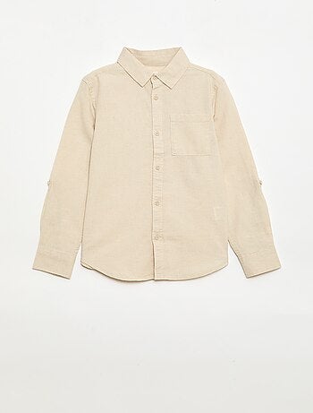 Camisa con bolsillo y mangas remangables