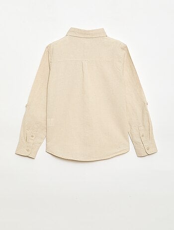Camisa con bolsillo y mangas remangables