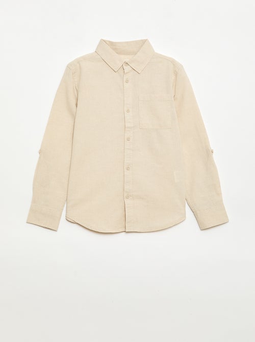 Camisa con bolsillo y mangas remangables - Kiabi