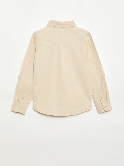 Camisa con bolsillo y mangas remangables - Kiabi