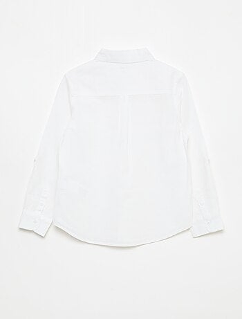 Camisa con bolsillo y mangas remangables