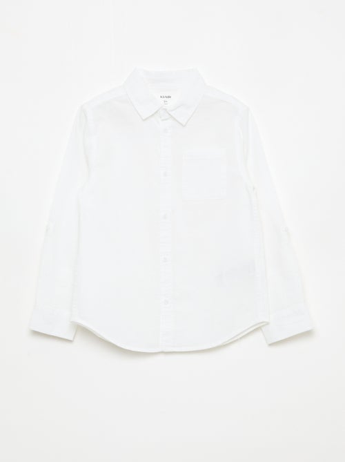 Camisa con bolsillo y mangas remangables - Kiabi