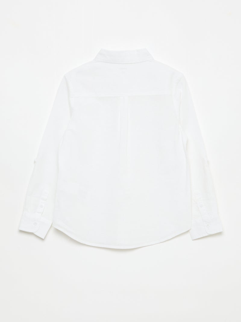 Camisa con bolsillo y mangas remangables Blanco - Kiabi