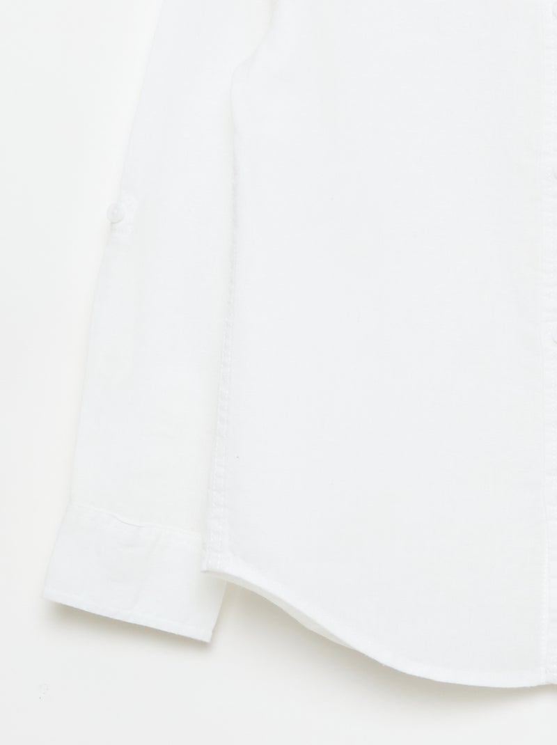 Camisa con bolsillo y mangas remangables Blanco - Kiabi