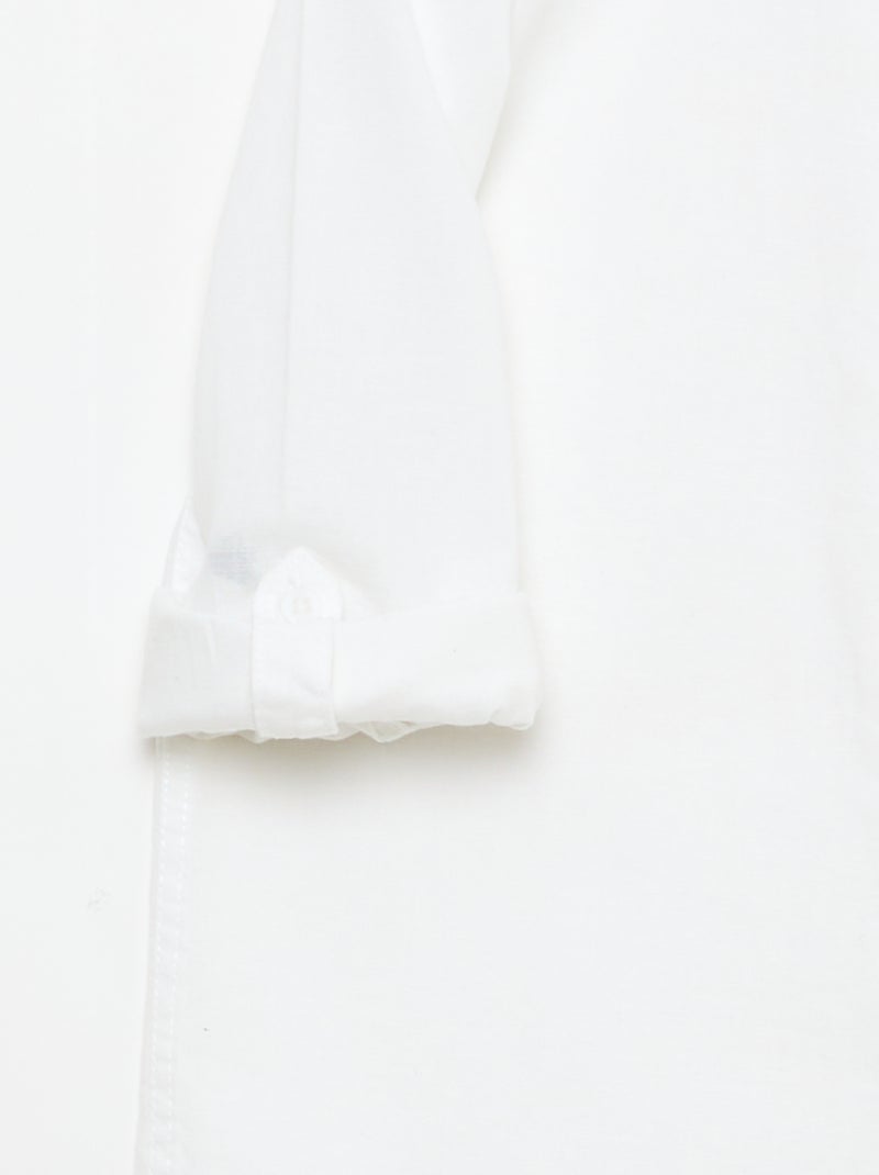Camisa con bolsillo y mangas remangables Blanco - Kiabi