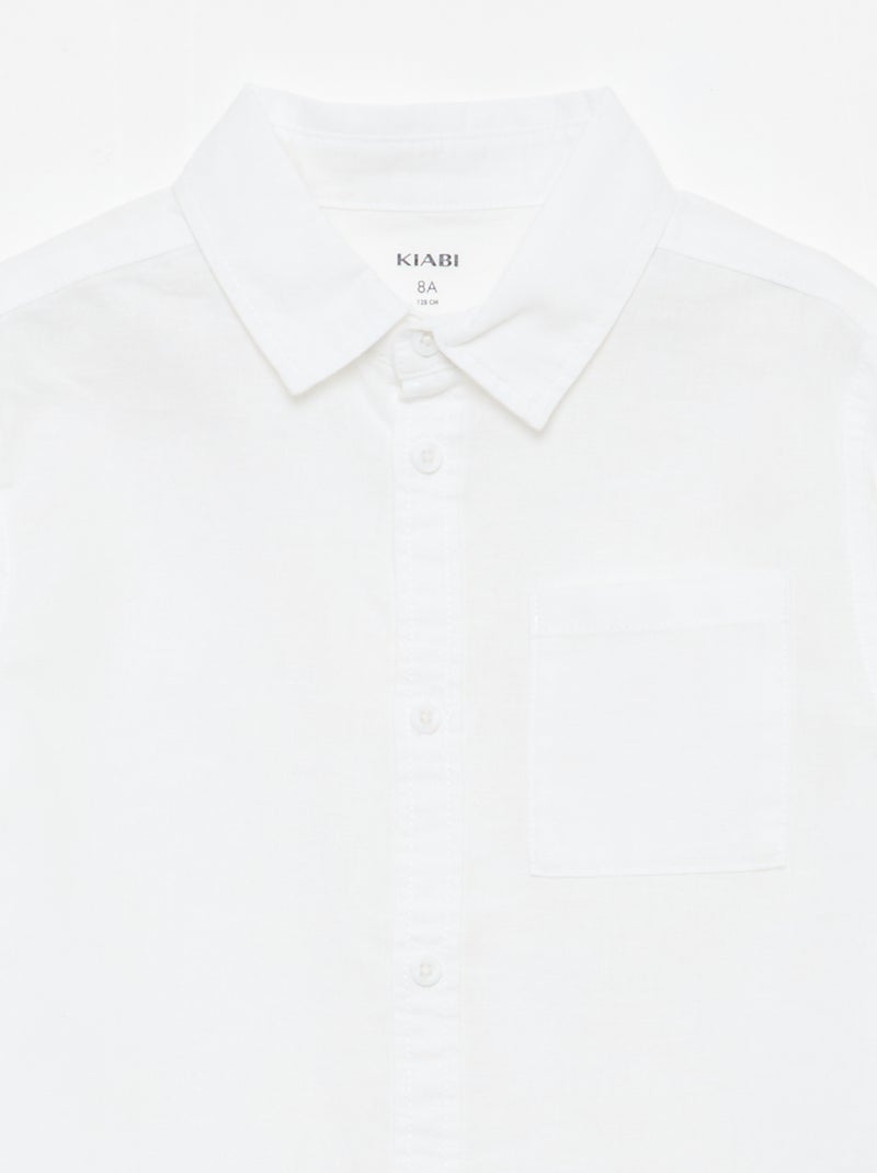 Camisa con bolsillo y mangas remangables Blanco - Kiabi