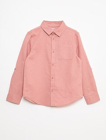 Camisa con bolsillo y mangas remangables