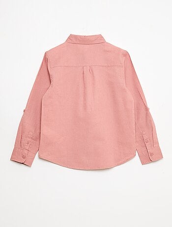 Camisa con bolsillo y mangas remangables