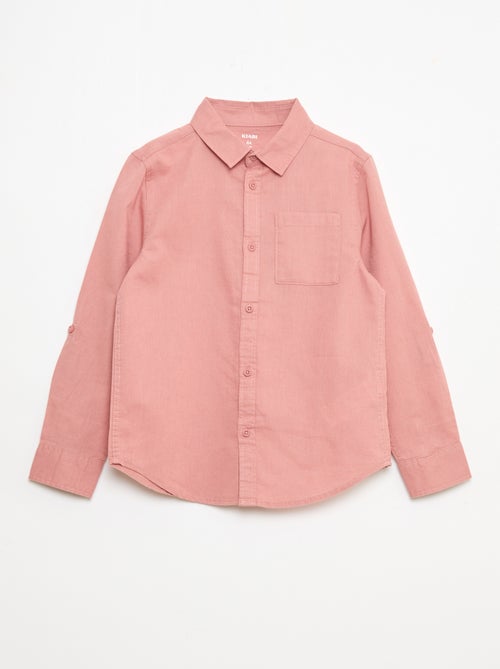 Camisa con bolsillo y mangas remangables - Kiabi