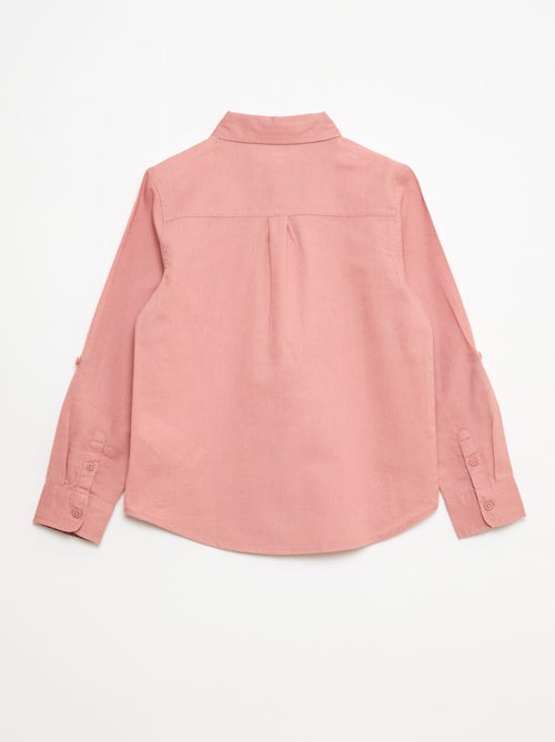 Camisa con bolsillo y mangas remangables - Kiabi