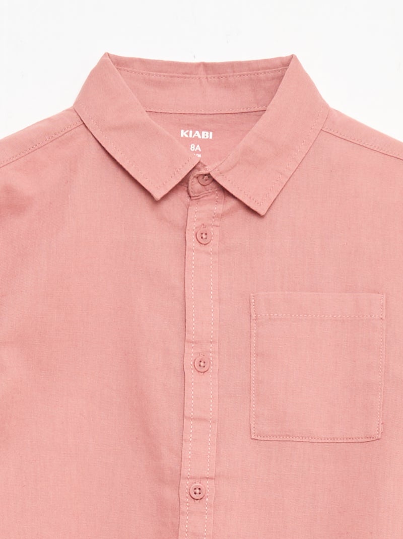 Camisa con bolsillo y mangas remangables Rosa - Kiabi