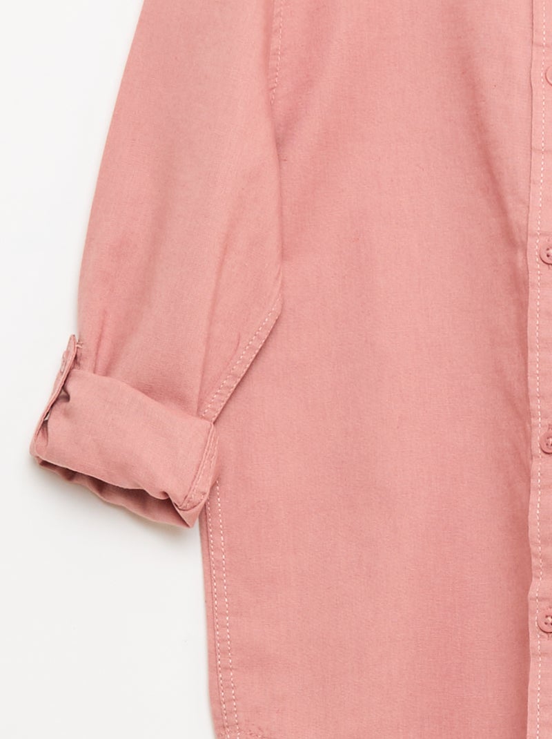 Camisa con bolsillo y mangas remangables Rosa - Kiabi