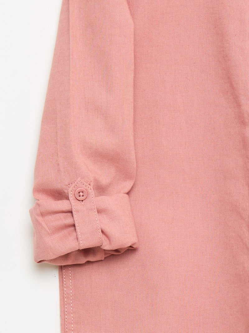Camisa con bolsillo y mangas remangables Rosa - Kiabi