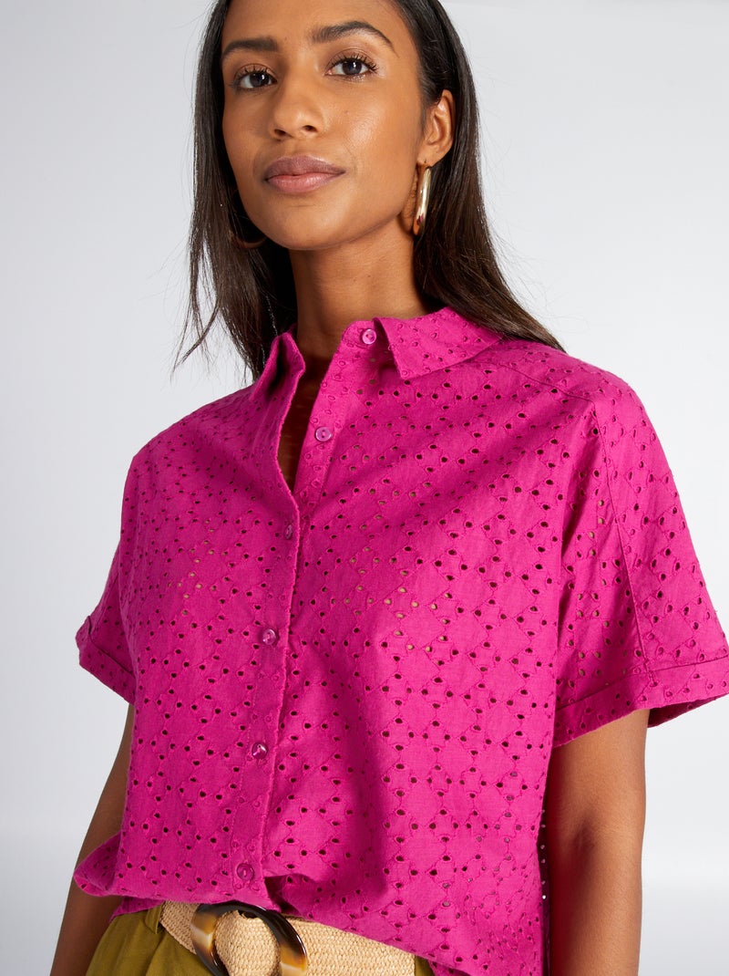 Camisa con bordado ROSA - Kiabi