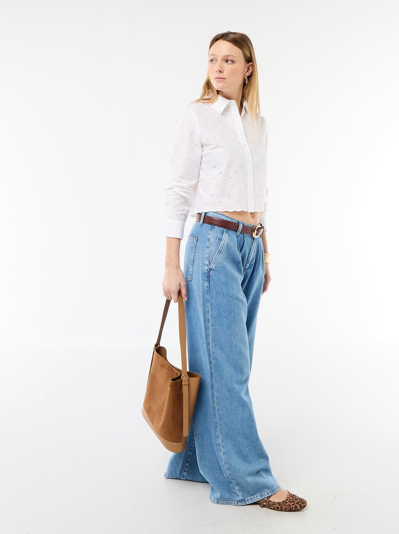 Camisa con bordados "all over" Blanco - Kiabi