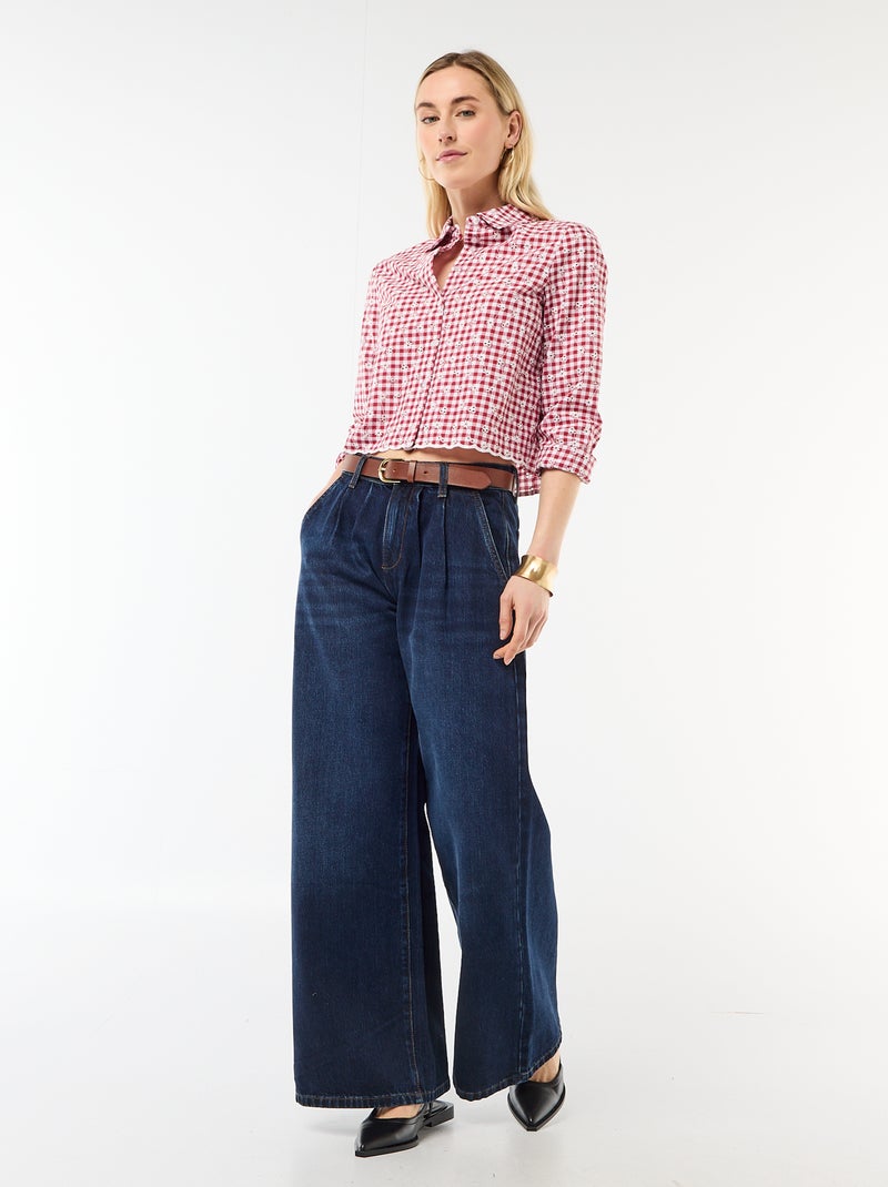 Camisa con bordados "all over" Rojo - Kiabi
