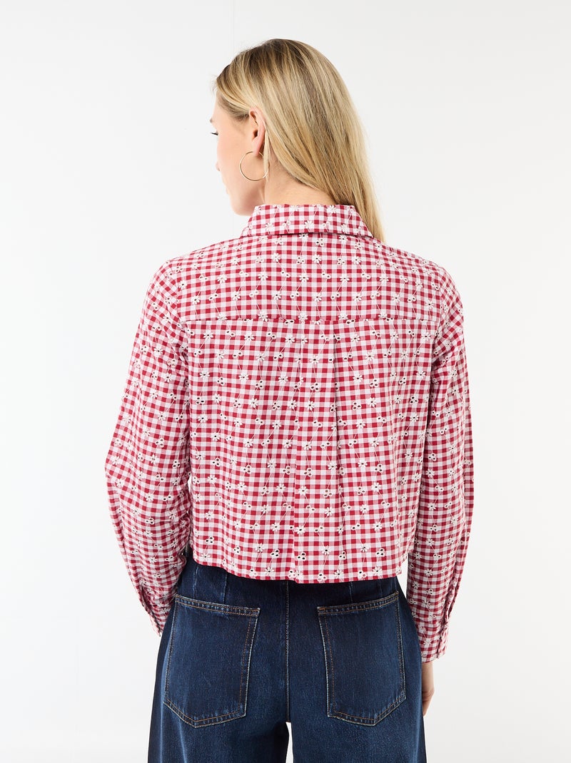 Camisa con bordados "all over" Rojo - Kiabi