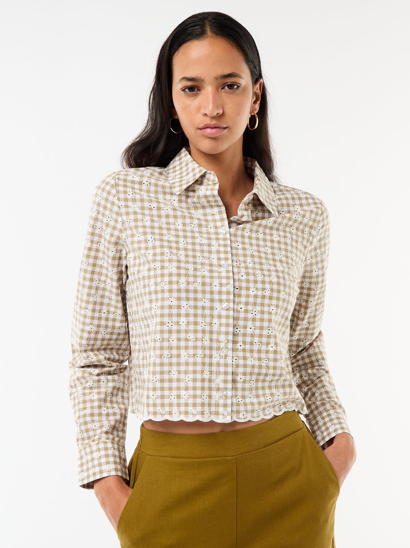 Camisa con bordados "all over" Verde - Kiabi