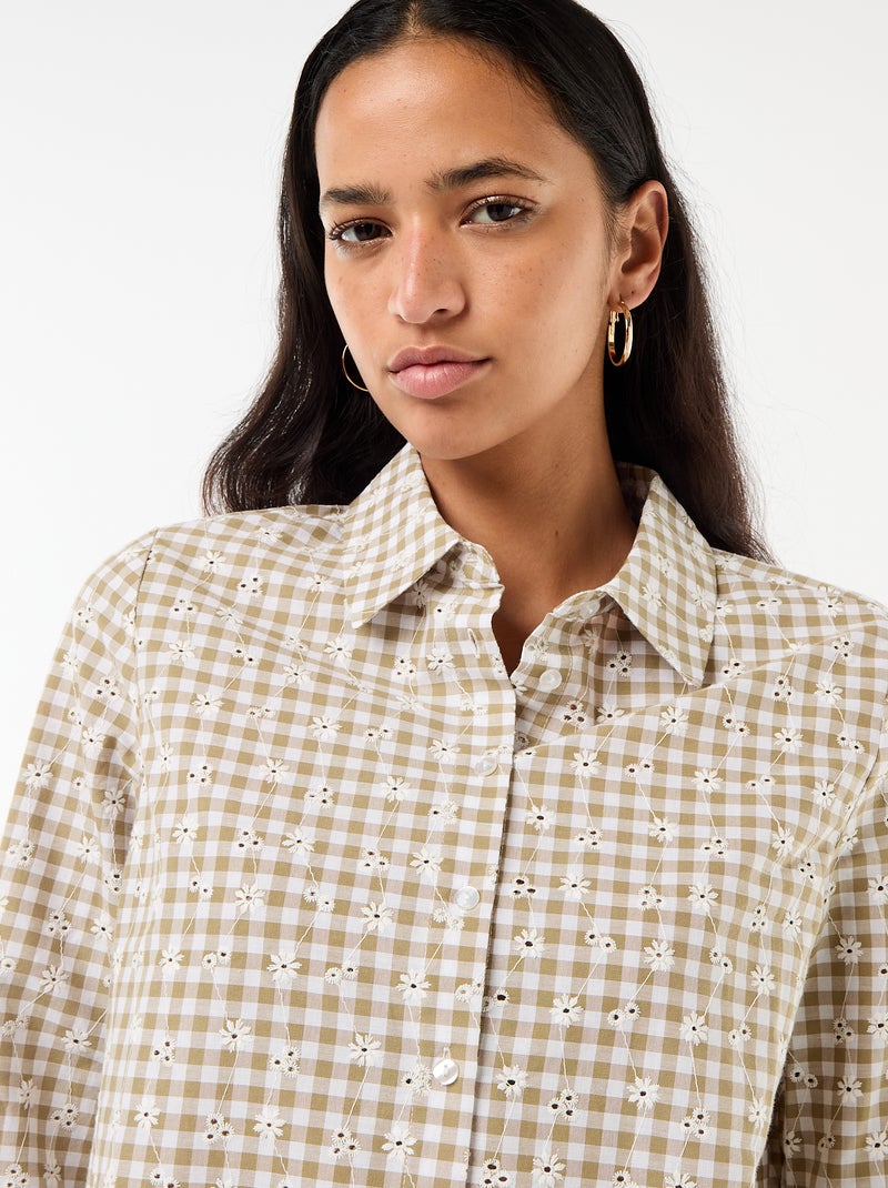 Camisa con bordados "all over" Verde - Kiabi