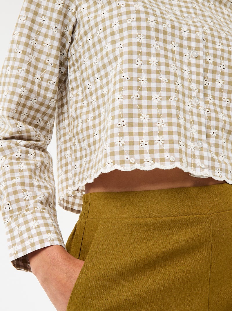 Camisa con bordados "all over" Verde - Kiabi