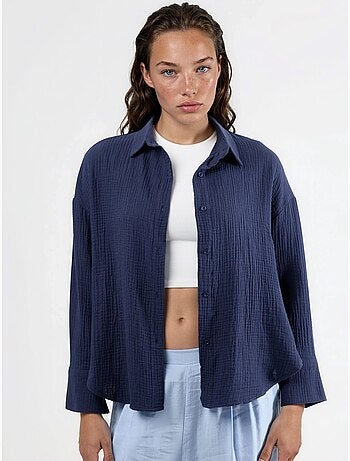Camisa con botones de algodón texturizado busem