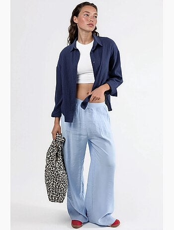 Camisa con botones de algodón texturizado busem