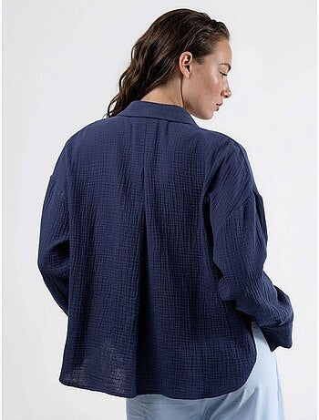 Camisa con botones de algodón texturizado busem