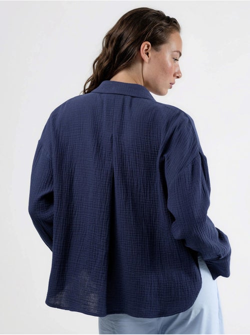 Camisa con botones de algodón texturizado busem - Kiabi Camisa con botones de algodón texturizado busem - Kiabi