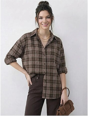 Camisa con botones de cuadros de corte relajado lucci