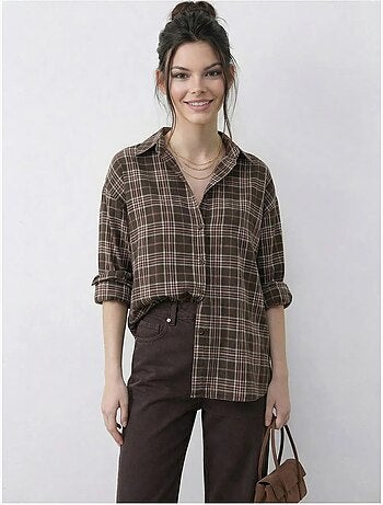 Camisa con botones de cuadros de corte relajado lucci