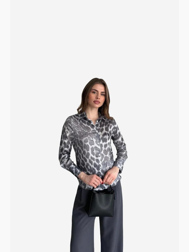 Camisa con botones de estampado de leopardo my fashion Gris - Kiabi