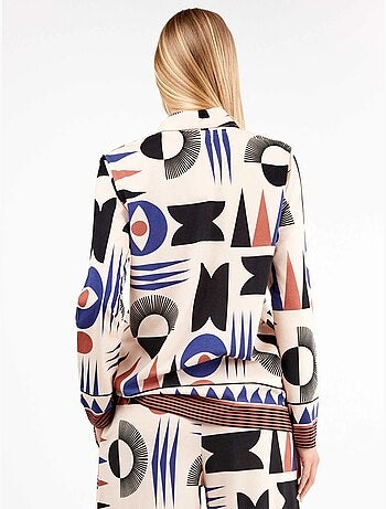 Camisa con botones, estampado geométrico de algodón