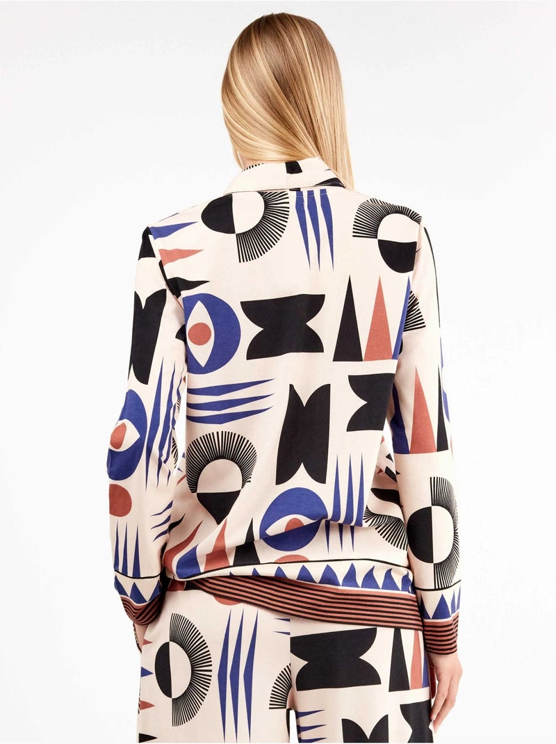 Camisa con botones, estampado geométrico de algodón Multicolor - Kiabi