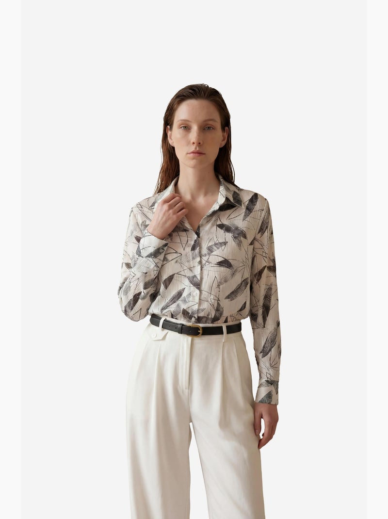 Camisa con botones y estampado tropical de mi moda my fashion Blanco - Kiabi