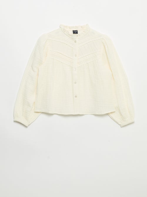 Camisa con cuello con volantes y bordados - Kiabi Camisa con cuello con volantes y bordados - Kiabi
